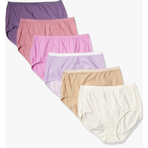 Hanes Womens Just My Size Highwaist Cotton Underwear, Highrise Brief, 6pack , Solid/Print Mix, 9 US