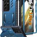 FNTCASE for Samsung Galaxy S21-Ultra Case: Military Grade Rugged Cell Phone Cover with Kickstand | Shockproof TPU Protection Bumper Matte Textured Design for Samsung S21 Ultra Cases 6.8 inches(Blue)