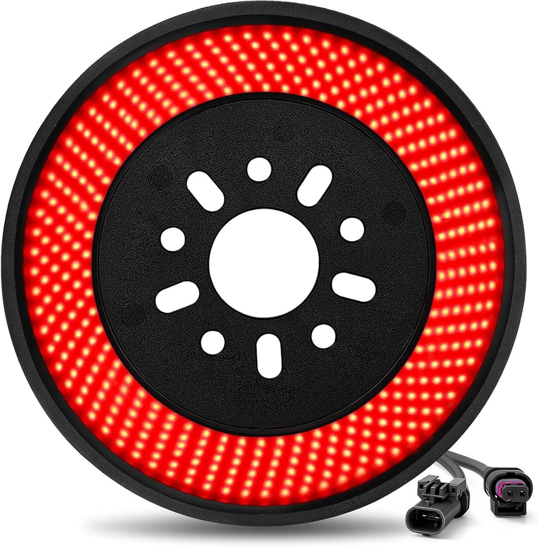 Spare Tire Brake Light for 2018-2025 Jeep Wrangler JL JLU Accessories, 405PCS LED Super Bright 3rd Third Brake Light, Plug & Play Wheel Light Red Ring Tail Light Easy Install Rear Brake Light