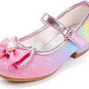 Furdeour Girls Dress Shoes Mary Jane Wedding Flower Bridesmaids Heels Glitter Princess Shoes for Kids Toddler 8