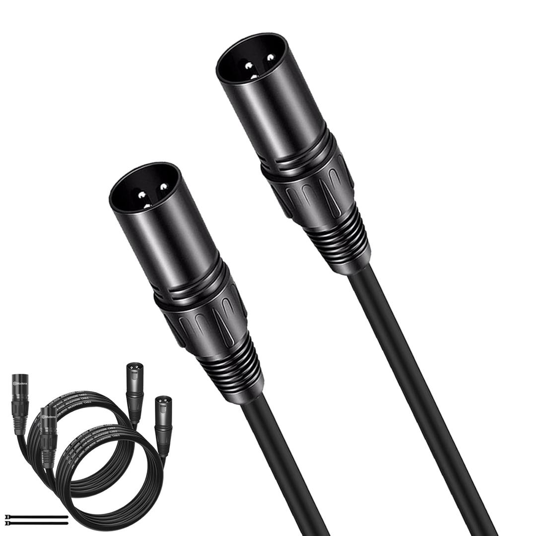 XLR Male to Male 10Ft 2 Pack,Professional Balanced Microphone XLR Cables, Extension Mic Cable Cord with 3-Pin (10Feet)