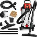Shop-Vac 8 Gallon 4.0 HP Wet/Dry Vacuum with Blower Function, Stainless Steel Tank, Portable Shop Vacuum with Wheels, Includes Filters, Hose & Accessories, Ideal for Garage and Workshop