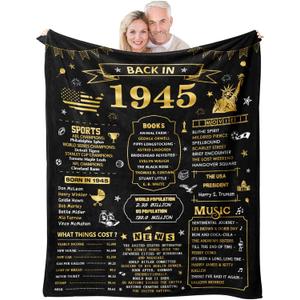 80th Birthday Gifts for Women, 80th Birthday Gifts for Men, Birthday Gifts for 80 Year Olds, Best 80 Year Old Birthday Gifts for Men Women, 1945 Birthday Gifts, Happy 80th Birthday Blanket 50"X60"