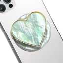 OnTheGrip Cute Natural Seashell Design Heart Shape Collapsible Mobile Phone Grip Stand Holder for Smartphone Tablet Cell Phone Accessory
