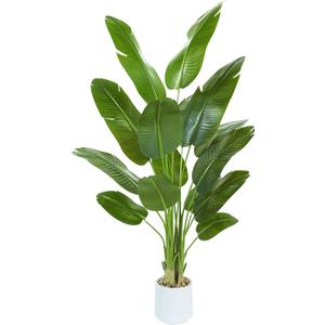 Bird of Paradise Artificial Tree 7ft Tall Faux Plant, Fake Banana Leaf Plant Indoor, Faux Palm Tree Faux Floor Plants Tropical Tree in Pot, Present for Friend Housewarming Decor