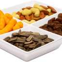 Bruntmor Set of 2 Dinner Serving Tray Dish - 10 x 10 Inch White Ceramic Serving Platter with 4 Compartments - Durable, Decorative Appetizer and Snack Tray for Brunch, Parties, and Dinner Table Display