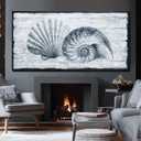 VAYIMDH Large Blue Seashell Canvas Wall Art, Coastal Nautical Artwork for Living Room 29"x58"