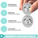 Massage Ball, Magnetic Balls, Hand Spiky Massage Ball Silver Ball 1 Pair, Hand Acupuncture Ball Massage for Adult and Kid, Hand Exercise Squeeze Balls for Pain Pressure and Stress Relief