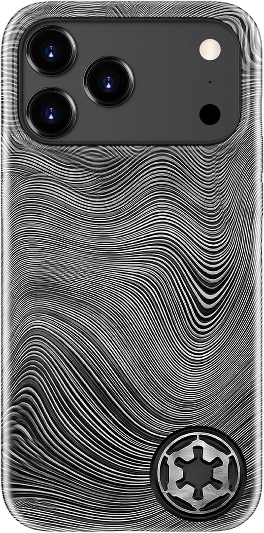 DorisMax for iPhone 17 Pro Case - Wireless Charging Compatible - Dual-Layer Hard Shell + Silicone Cover - Shockproof Protective Phone Case with Stylish Designs for Women - Abstract Black Waves