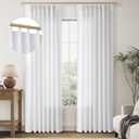 Naturoom White Linen Pinch Pleated Curtains 84 Inches Long 2 Panels for Bedroom Semi Sheer Ivory Curtains Linen Textured Drape Farmhouse Rustic Decor for Living Room Dining Room 84 Inch Length 7 FT