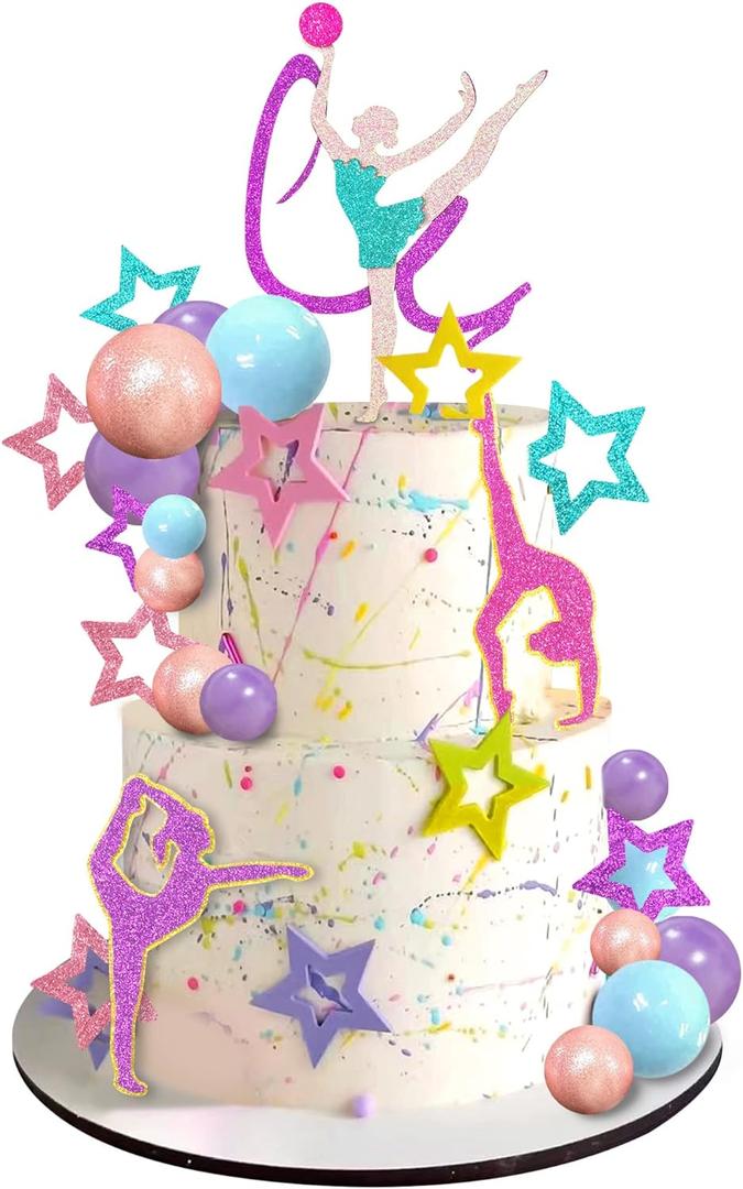 27 PCS Gymnastics Cake Toppers Gymnastics Balls Cake Decorations for Gymnastic Theme Birthday Supplies (Gymnastic)