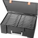 Photo Storage Box 4" x 6", 18 Inner Extra Large Photo Case Large Photo Organizer Acid-Free Photo Box Storage Photo Keeper Photo Storage Case, Plastic Craft Storage Box for Photo Stickers Stamps Seeds (Black, 18 Boxes)