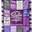 Sister Gifts Blanket, Happy Birthday Gifts for Sister, Unique Gift for My Dear Sis on Mothers Day Christmas - Soft Throw Blanket 60" x 50 (Purple)