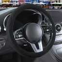 Black Suede Steering Wheel Cover Large for Model X Model S Ford F150 F250 F350, Breathable Non-Slip Sweat-Proof Wear-Resistant, Warm in Winter and Cool in Summer, 15.5 inch to 16 inch