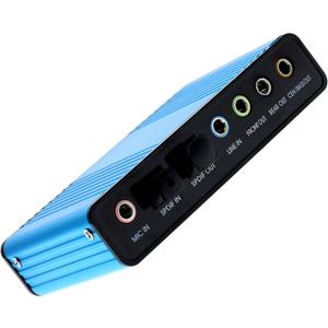 USB 2.0 External Sound Card 6 Channel 5.1 Surround Adapter Audio S/PDIF for PC -Blue