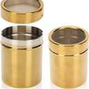 2PCS Sugar Shaker, Stainless Steel Powder Sugar Shaker Powder Sugar Duster Powdered Sugar Shaker Duster for Cinnamon Salt Pepper Gold