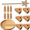 HOMSFOU Birthday Party Cake Wooden Pretend Play Cake Fake Cake Model Play Food Set