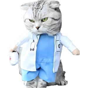 NACOCO Dog Cat Doctor Costume Pet Doctor Clothing Halloween Jeans Outfit Apparel (XS)