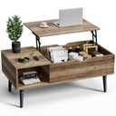 OLIXIS Wooden Coffee Table, Lift Top Coffee Stand with Large Hidden Compartment and Ample Storage Shelf, Lift Tabletop Dining Table for Living Room, Home Small Space, Grey