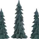 MEETYAMOR Christmas Decorations Indoor, Set of 3 Green Resin Christmas Tree Figurine for Table Decor, Farmhouse Rustic Xmas Decorations for Home, Table, Mantle, Shelf, Living Room