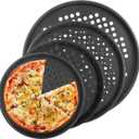 STARVAST 4 PCS Perforated Pizza Pan Set, Non-Stick Carbon Steel Pizza Pan with Holes for Crispy Crust, 9/10/11/12 Inch Professional Pizza Baking Pans for Oven