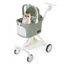 TT Lightweight Pet Stroller for Small Dogs & Cats - 4-Way Installation Carrier, One-Hand Fold, 180 Canopy Cover & Adjustable Handle (Green)