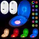 Toilet Light Motion Sensor, Motion Activated Toilet Night Light 13 Color Changing 4 Projection Patterns, Rechargeable Toilet Bowl Light for Bathroom Accessories Decor Men Kid Gifts,Hallway Stairs