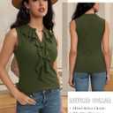 Women Sleeveless Work Blouses Dressy Casual Ruffle Tank Tops Summer Business Casual Office Outfit (Small, Army Green)