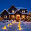 Zhengmy 20 Set Christmas Waterproof Luminary Bags Sets with Light String and Weighted Water Bags for Christmas, Thanksgiving, Halloween, Weddings, Valentine's Day Decoration (Stars and Moon)