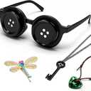 Lokypoki Black Button Eye Glasses, Novelty Costume Accessory for Halloween Dress Up, Cosplay, and Fancy Dress Parties