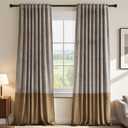 H.VERSAILTEX Velvet Patchwork Curtains Thermal Insulated Soundproof Room Darkening Drapes Rod Pocket Window Treatment Panels for Living Room Bedroom,2 Panels,Taupe/Camel,52" W x 96" L