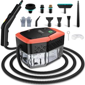 Steam Cleaner,1.9 Quart Tank,3-Level Adjustable Handle,2500W Portable Steamer with 4Bar High-Pressure & Temperature for Grout,Tile,Floor,Shower,Bathroom,Furniture Cleaning (12 Accessories)