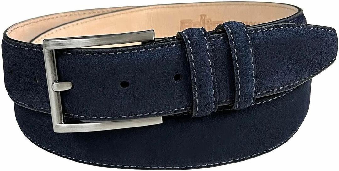 Men's Belt Suede Full Leather Belt Casual Dress Leather Belt 1-3/8"(35mm) Wide, Multi-Style Options