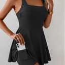 B2prity Women's One Piece Swimdress Swimsuit Tummy Control Swim Dress Modest Full Coverage Bathing Suit with Side Pocket (Black)XX-Large