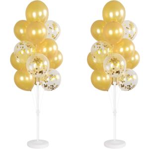 Balloon Column Kit Set of 2 With Confetti Balloons Included - Balloon Tower with Stand, Base, and Pole,Backdrop Decoration for Wedding, Baby Shower, Birthday Party, or Bachelorette Parties (Gold)