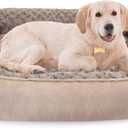 JOEJOY Rectangle Dog Bed for Large Medium Small Dogs Machine Washable Sleeping Sofa Non-Slip Bottom Breathable Soft Puppy Bed Durable Orthopedic Calming Pet Cuddler, Beige (30.0"L x 24.0"W x 9.0"Th)