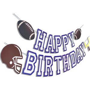 Football Happy Birthday Banner,Football Party Decorations, Happy Birthday Bunting Sign for Sport Theme Decoration
