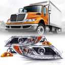 Headlight Assembly For International Durastar 4300 Truck 2001-2016,Black Headlamp Replacement Pair Driver And Passenger Side