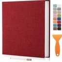Large Photo Album Self Adhesive Scrapbook Album for 46 810 Pictures DIY Magnetic Linen Cover Album 60 Pages for Family Wedding Gifts with Metal Pen and Plastic Board