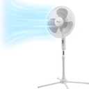 Comfort Zone Stand Fan, 16 inch Pedestal Fan for Bedroom, 3 Speed Floor Fan, 90 Degree Oscillation, Adjustable Height, Adjustable Tilt, Oscillating Air Circulator, Quiet Fan for Home or Office, White (White)
