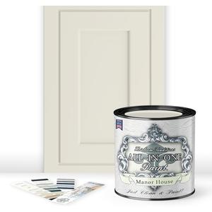 ALL-IN-ONE Paint, Durable cabinet and furniture paint. Built in primer and top coat, no sanding needed. Includes our 30 featured color card - Manor House, Quart (32 Fl Oz (Pack of 1))