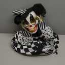 Haunted Hill Farm Life-Size Scary Talking Clown Halloween Animatronic with Touch Activated Lights and Sounds, Battery Operated Indoor or Covered Outdoor Halloween Decorations, Spooky Halloween Prop