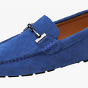 Flat Loafer for Men Suede Leather Slip-on Dress Driving Moccasins Casual Boat Shoes Sapphire-Blue 6.5/39