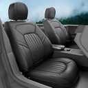 FEELON 5 Pieces ZC Front and Rear Car Seat Covers, Waterproof Nappa Leather Full Set Car Seat Protectors, Universal Auto Interior Fit for Sedans SUV Pick-up Truck, Black