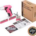 Hi-Spec Small Electric Screwdriver, Mini Drill Set, Rechargeable 3.6V Cordless Screwdriver with 26 Driver Bits, Power Tool for Small Projects & Home Use, Pink