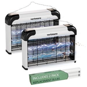 20W Electric Bug Zapper, Indoor Fly Insect Killer with 3000V Grid, UV Light, Mosquito Gnat Zapper w 2 Replacement Bulbs for Home, Kitchen, Restaurant, Garage 2pc