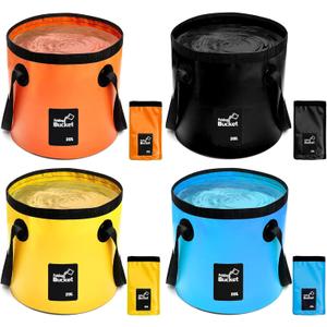 4 Pcs Collapsible Bucket with Handle 5 Gallon(20L) Foldable Water Container Folding Water Bucket Portable Folding Camp Wash Basin for Outdoor Travelling Camping Hiking Fishing Car Washing