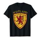 Scottish Rampant Lion Scotland Coat of Arms Banner T-Shirt. S Size