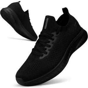 Mens Slip on Walking Shoes Non Slip Tennis Shoes Lightweight Gym Sneakers All Black Size 7.5