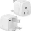 Bates- US to UK Plug Adapter, 2 Pack, White Type G Adapter for Travel, UK Power Adapter, UK Adapter Plug, Ireland Plug Adapter for London Plug, UK Adapters for Travel, England Travel Plug Adapter